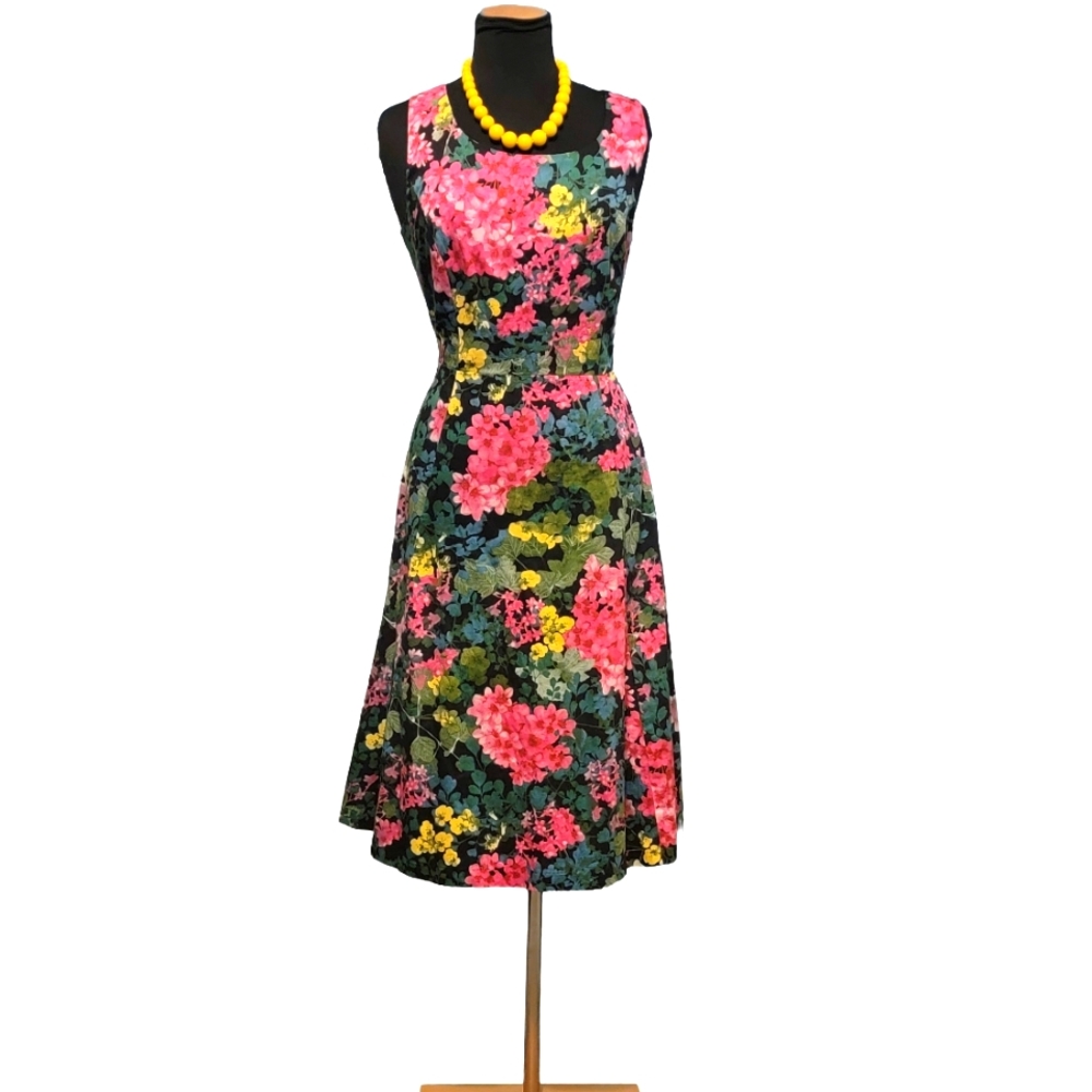 Talbots Floral A-line Zip Midi Dress